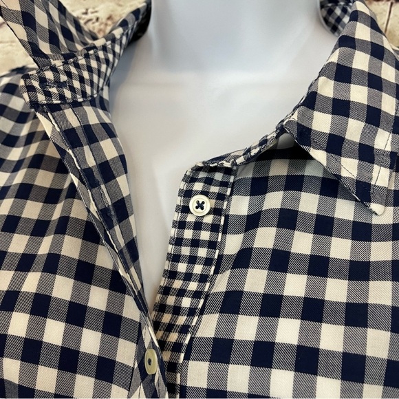 Talbots Blue Check Button Front Cotton Long Sleeve Shirt - Picture 3 of 9